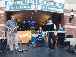Distant Thunder Jazz Quartet performing in Downtown Silver Spring, Maryland